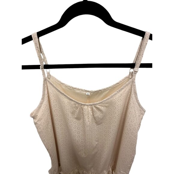 π 2/$30 Ivory Sundress with Adustable Straps, Pierced Upper & Lace Layers sz M - Picture 4 of 8